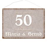 Schild "Goldene Hochzeit" und Namen im Format A3 taupe