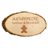 Baumscheibe mit Gravur als winterliche Dekoration
