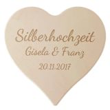Schneidebrett aus Holz mit Gravur zur "Silbernen Hochzeit" Größe: 24 x 24 x 1,4 cm