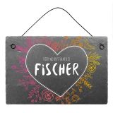 Türschild aus farbig bedrucktem Schiefer mit Herz und Familiennamen 30 x 20 cm