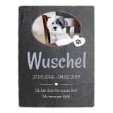 Gedenkstein mit Foto aus Schiefer für Hunde 15 x 20 cm
