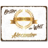 Vintageschild 20 x 15 cm zur Auszeichnung "Beste/r ..." | mit Name und Beruf