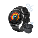 HUAWEI WATCH GT 5 46mm Schwarzes Edelstahlgehäuse mit schwarzem Fluorelastomer-Armband