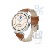 HUAWEI WATCH GT 5 41mm Edelstahlgehäuse mit braunem gewebtem Lederarmband