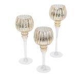 3er Set Windlicht Kelch gold