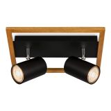 Briloner Frey Deckenstrahler, schwenkbar, 2-flammig, Holz, Schwarz
