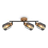 Briloner Hema Deckenstrahler, Rauchglas, schwenkbar, 3-flammig, Holzbasis