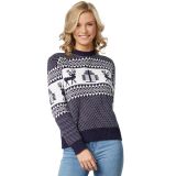 Weihnachtspullover Winterwunderland blau-weiß für Frauen - S