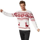 Weihnachtspullover Winterland weiß-rot - XXL