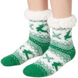 Kuschelsocken mit Rentier-Motiv grün-weiß - 39-42