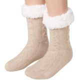 Kuschelsocken mit Muster beige - 35-38