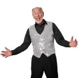 Pailletten-Weste Herren - silber, M