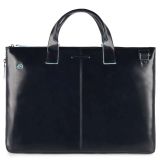 Piquadro Blue Square Schmale, erweiterbare Laptoptasche 15.6  mit Tabletfach Nachtblau