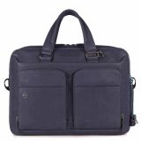 Piquadro Black Square Schmale Kurzgrifflaptoptasche 15  mit Tabletfach oceanblau