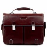 Piquadro Blue Square Laptoptasche 15.6  mit Tabletfach und Vortaschen Mahagoni