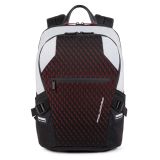 Piquadro PQ-Y Laptoprucksack mit zwei Fächern, 14  und Diebstahlsicherung grau/rot