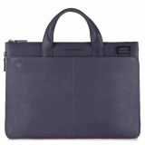 Piquadro Black Square Schmale Laptoptasche 15.6  erweiterbar oceanblau