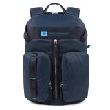 Piquadro PQ-Bios Laptoprucksack 14 , mit zwei Fronttaschen Ultramarinblau