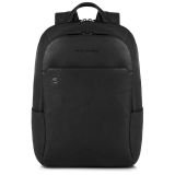 Piquadro Black Square Laptop-Rucksack 14  aus Leder schwarz