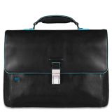 Piquadro Blue Square Erweiterbare Laptoptasche 15  mit Tabletfach Schwarz