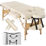 2 Zonen Massageliege mit 7,5cm Polsterung und Holzgestell - beige