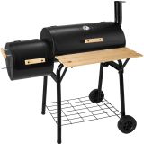 Holzkohlegrill Smoker mit Thermometer - schwarz