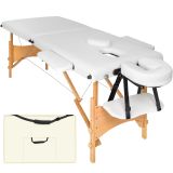 2 Zonen Massageliege mit 5cm Polsterung und Holzgestell - weiß
