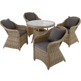 Aluminium Rattan Sitzgruppe Zürich 4+1 - natur