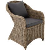 Rattansessel mit Aluminiumgestell inkl. Sitzkissen und Rückenkissen - natur