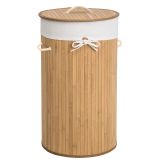 Wäschekorb mit Wäschesack rund - beige