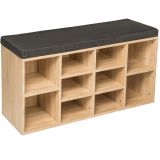 Schuhschrank mit Sitzpolster 103,5x48x30cm - dunkelgrau/eiche hell