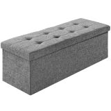 Faltbare Sitztruhe aus Polyester mit Stauraum 110x38x38cm - hellgrau