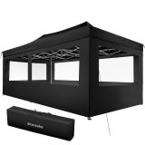 Faltbarer Garten Pavillon 3x6m mit 4 Seitenteilen - schwarz