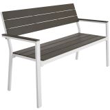 Gartenbank Line 2-Sitzer mit Aluminiumrahmen 128x59x88cm - hellgrau/weiß