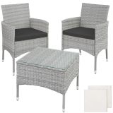 Rattan Gartenset Luzern 2+1 inkl. Bezüge in 2 Farben - hellgrau