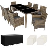 Aluminium Rattan Sitzgruppe Menorca 8+1 mit Schutzhülle - natur
