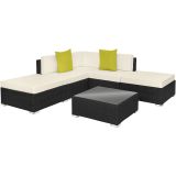 Rattan Lounge mit Aluminiumgestell Paris - schwarz