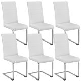 Schwingstühle, Kunstleder - weiß, 6er Set