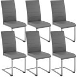 Schwingstühle, Kunstleder - grau, 6er Set