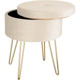 Sitzhocker Ava gepolstert in Samtoptik 300kg mit Stauraum - creme