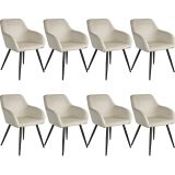 Esszimmerstuhl Marilyn Samtoptik, schwarze Stuhlbeine - creme/schwarz, 8er Set
