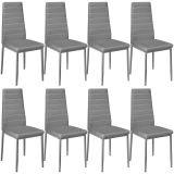 Esszimmerstühle Kunstleder - grau, 8er Set
