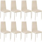 Esszimmerstühle Kunstleder - beige, 8er Set