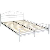 Metallbett mit Lattenrost im romantischen Design - 200 x 140 cm, weiß/weiß