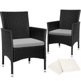 2 Rattansessel inkl. 4 Sitzbezüge - schwarz/beige