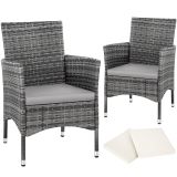 2 Rattansessel inkl. 4 Sitzbezüge - grau/hellgrau
