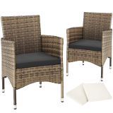2 Rattansessel inkl. 4 Sitzbezüge - natur/dunkelgrau