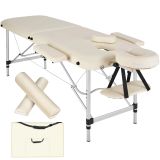 2 Zonen Massageliege mit Polsterung, Massagerollen und Aluminiumgestell - beige