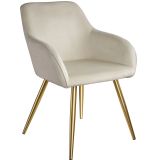 Esszimmerstuhl Marilyn Samtoptik, goldene Stuhlbeine - creme/gold, pro Stück