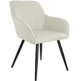 Esszimmerstuhl Marilyn Leinenoptik, schwarze Stuhlbeine - creme/schwarz